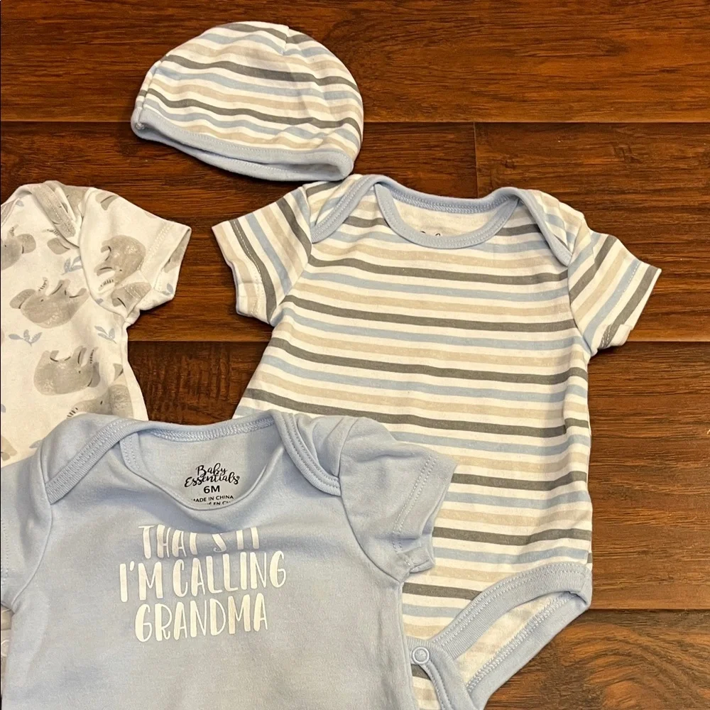 ⭐️⭐️ PICK 5 / $20 3 Baby One-Piece Bodysuits in Light Blue and Gray 6M